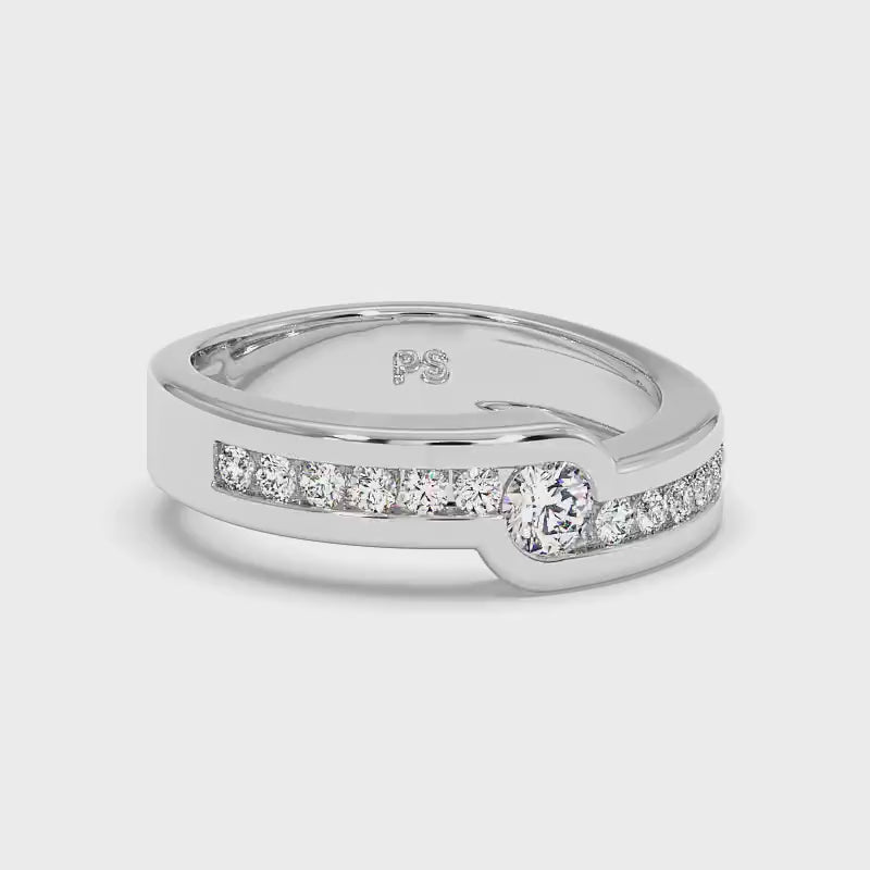 0.60 CT Round Cut Diamonds - Mens Wedding Band