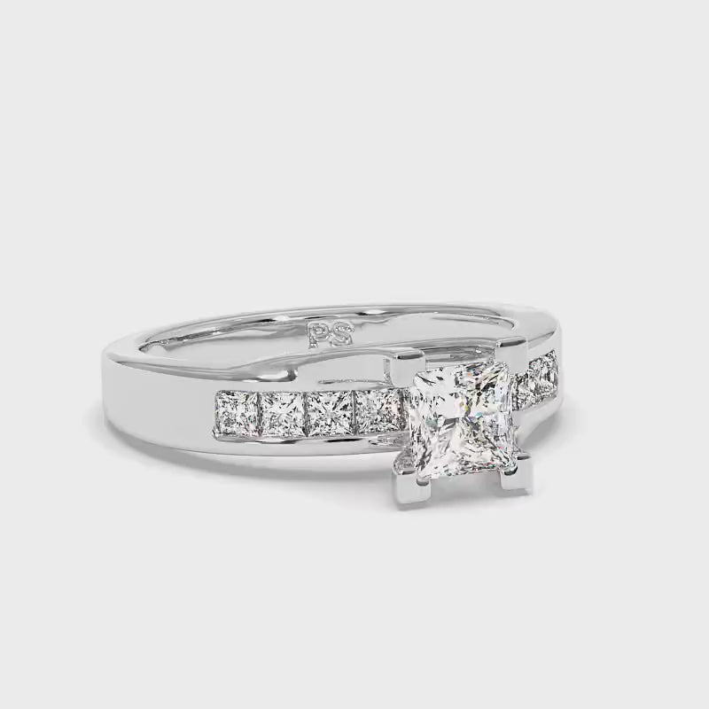 0.95-3.45 CT Princess Cut Lab Grown Diamonds - Engagement Ring