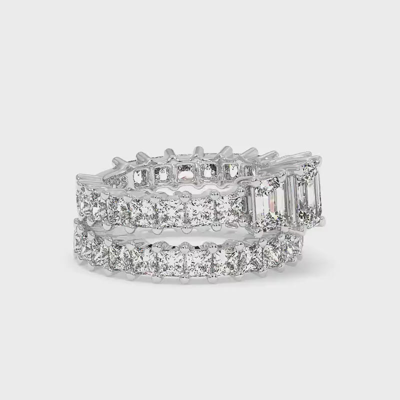 5.05-6.20 CT Emerald & Princess Cut Diamonds - Bridal Set