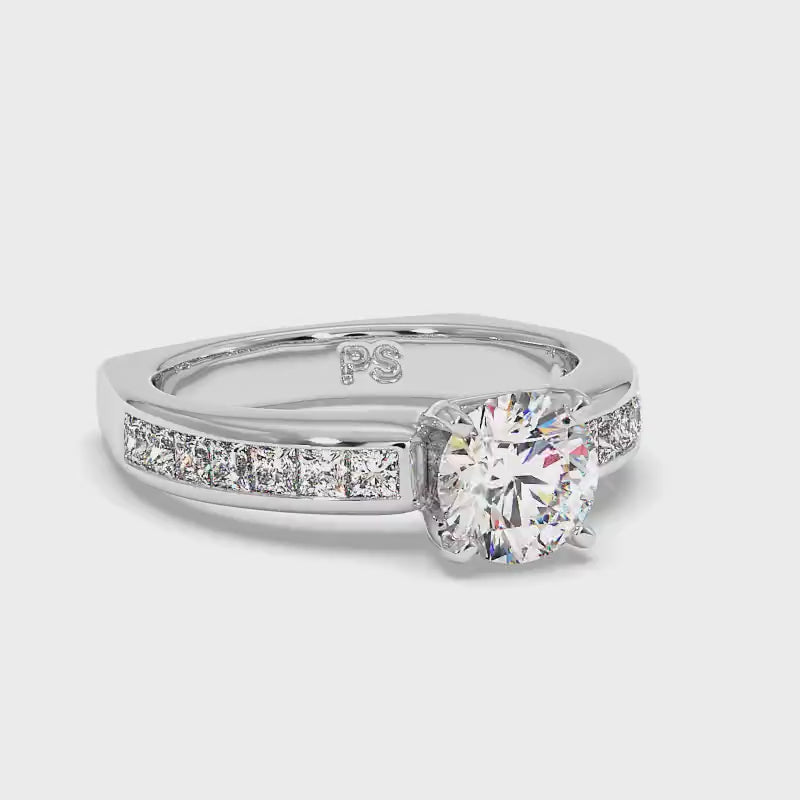 1.20-3.70 CT Princess & Round Cut Lab Grown Diamonds - Engagement Ring