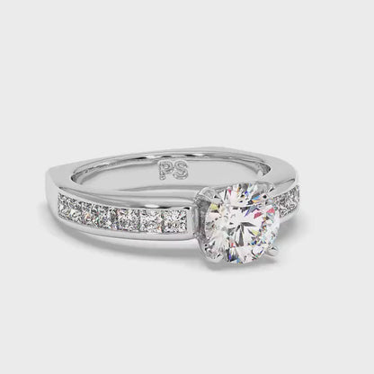 1.20-3.70 CT Princess &amp; Round Cut Lab Grown Diamonds - Engagement Ring