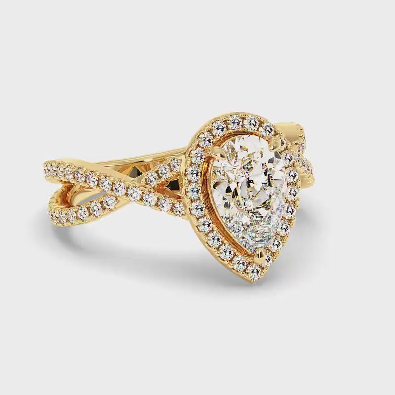 1.10-3.60 CT Round & Pear Cut Lab Grown Diamonds - Halo Ring