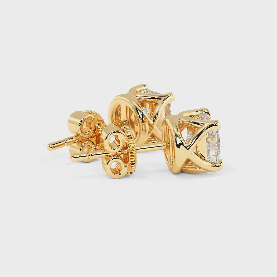 0.30-1.20 CT Princess Cut Diamonds - Stud Earrings