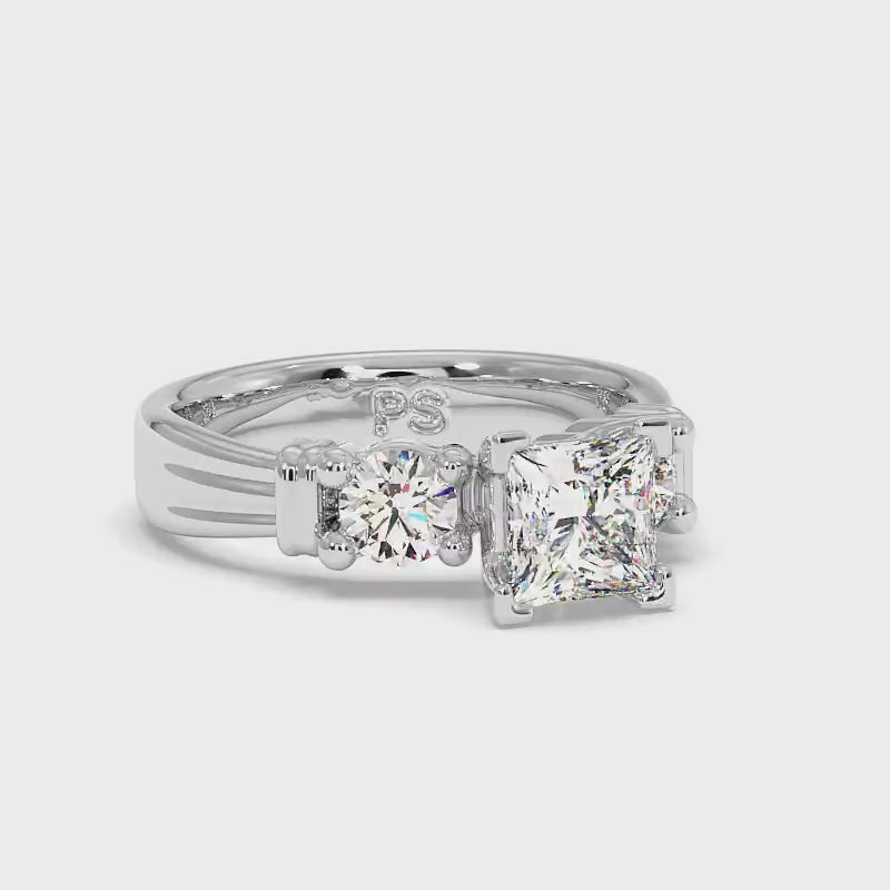 0.85-2.00 CT Round & Princess Cut Diamonds - Engagement Ring