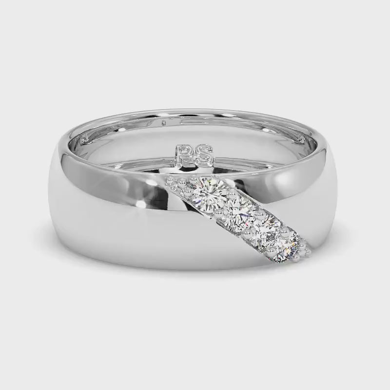 0.30 CT Round Cut Diamonds - Mens Wedding Band