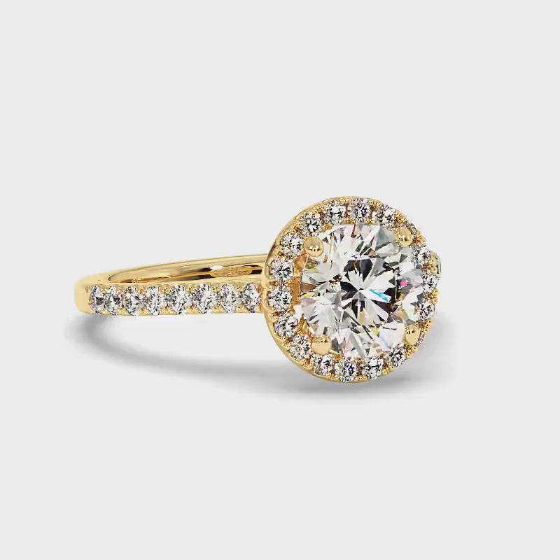 0.95-3.45 CT Round Cut Lab Grown Diamonds - Halo Ring