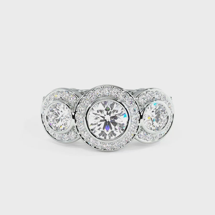 1.75-4.25 CT Round Cut Lab Grown Diamonds - Three Stone Ring