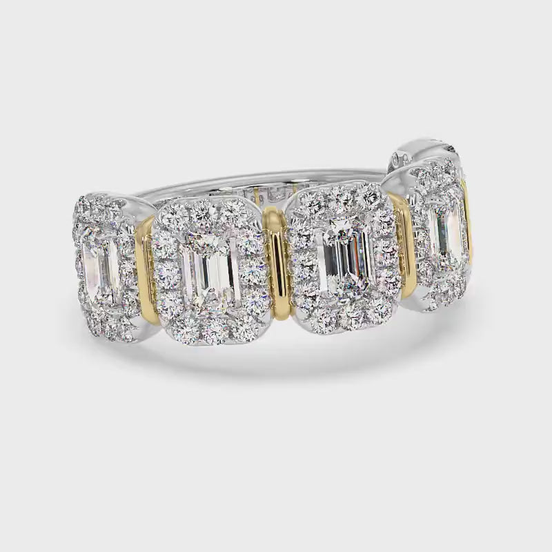 2.20 CT Round & Emerald Cut Diamonds - Wedding Band
