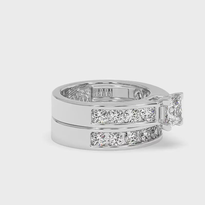 1.95-3.10 CT Round & Princess Cut Diamonds - Bridal Set
