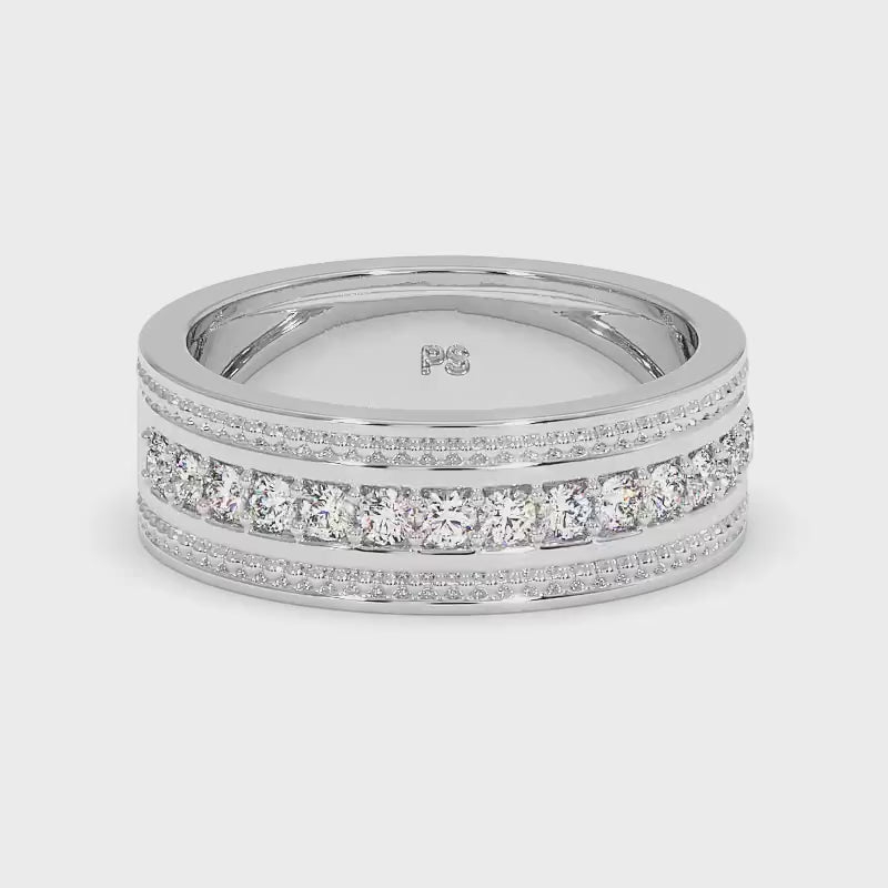 0.80 CT Round Cut Diamonds - Mens Wedding Band