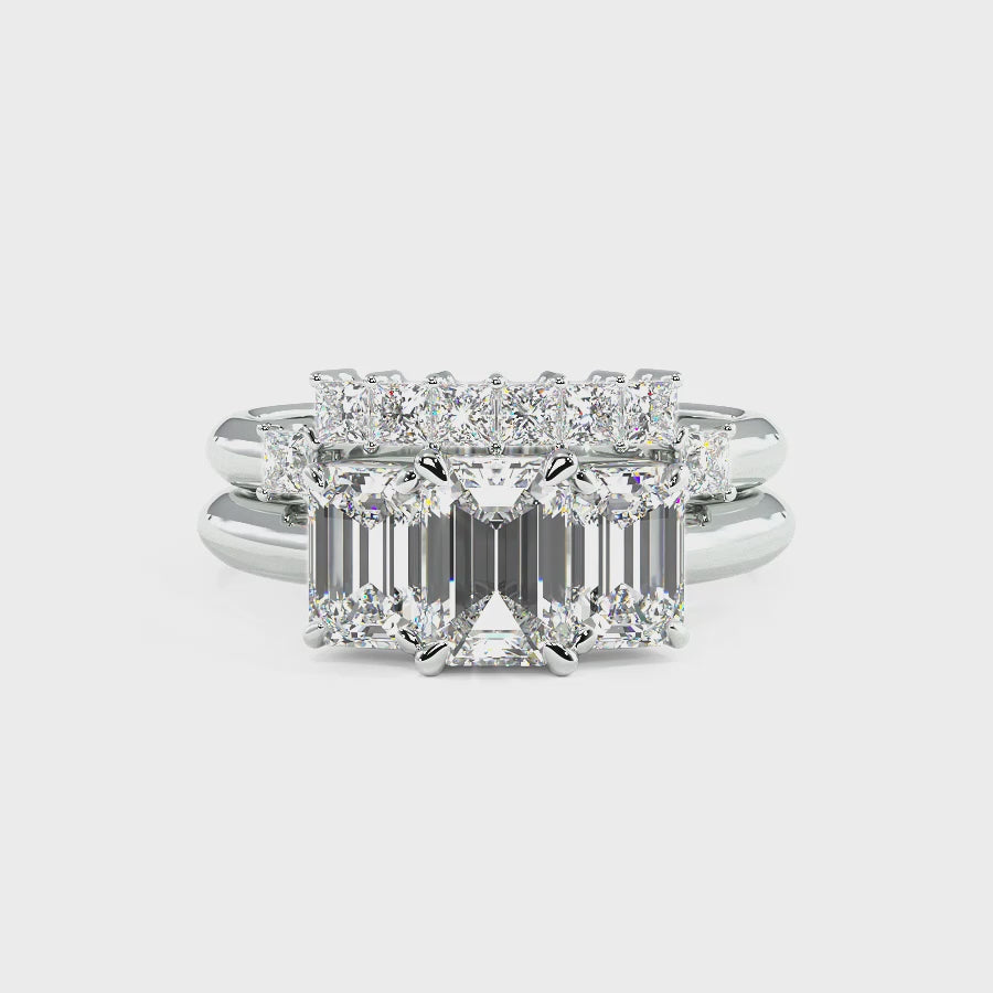 2.10-4.60 CT Princess & Emerald Cut Lab Grown Diamonds - Bridal Set