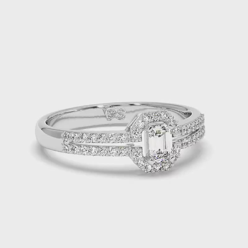 0.65-1.80 CT Round & Emerald Cut Diamonds - Halo Ring