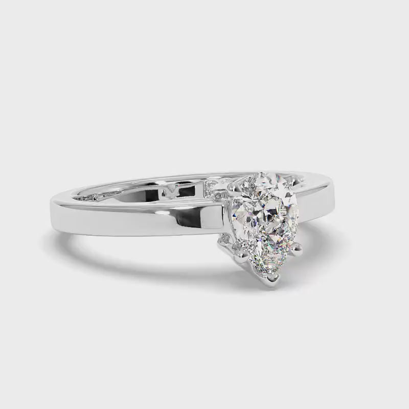 0.35-1.50 CT Pear Cut Diamonds - Solitaire Ring