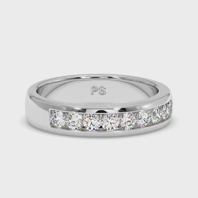 0.80 CT Round Cut Diamonds - Mens Wedding Band