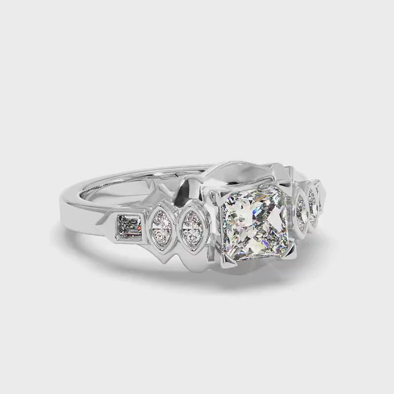 0.75-3.25 CT Baguette & Marquise & Princess Cut Lab Grown Diamonds - Engagement Ring