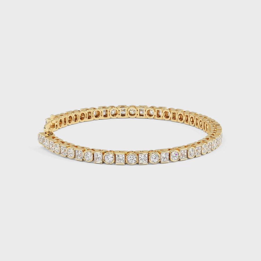 4.05-7.50 CT Princess & Round Cut Lab Grown Diamonds - Tennis Bracelet