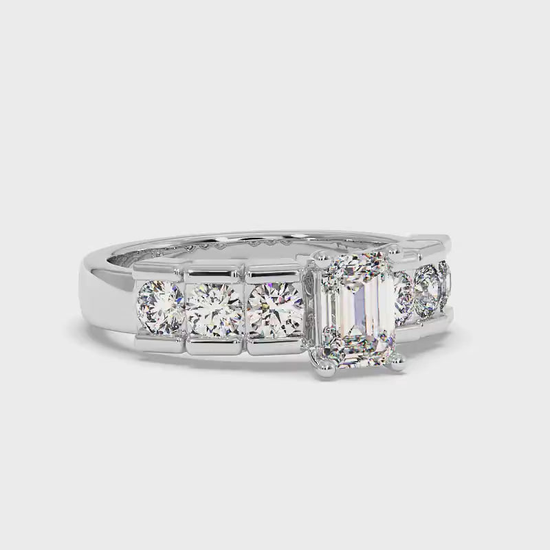 1.35-3.85 CT Round & Emerald Cut Lab Grown Diamonds - Engagement Ring