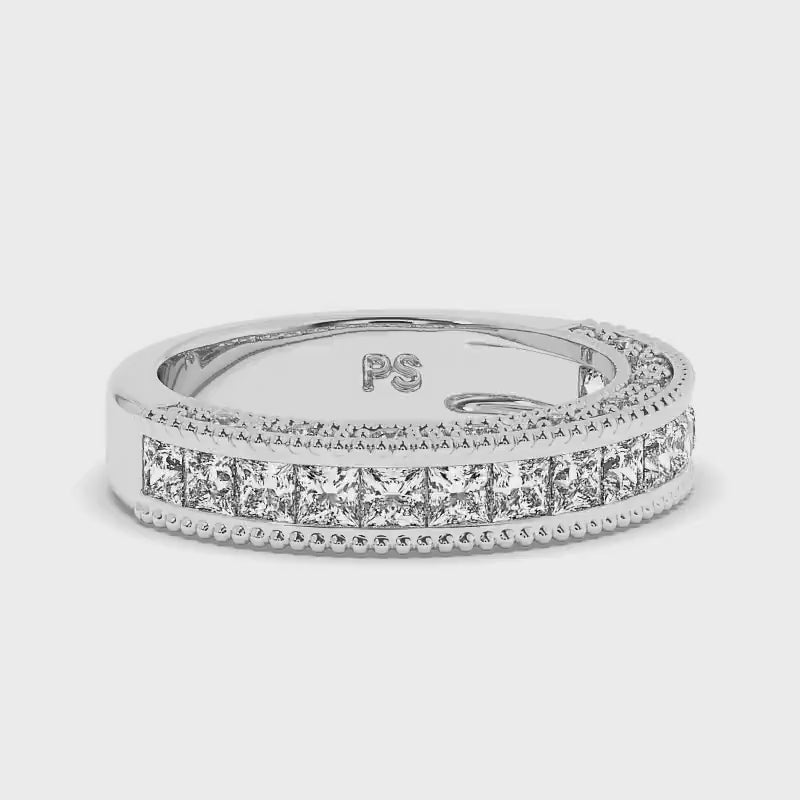1.50 CT Round & Princess Cut Diamonds - Wedding Band