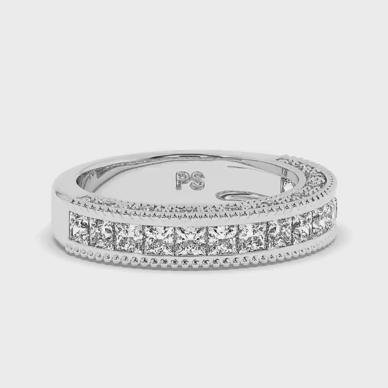 1.50 CT Round &amp; Princess Cut Diamonds - Wedding Band