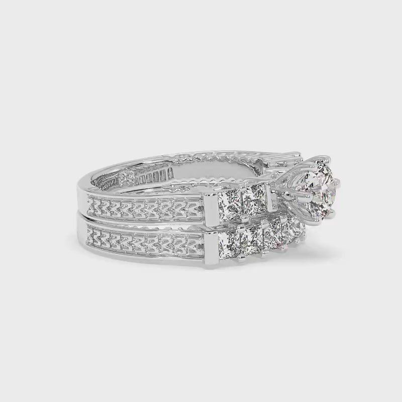 1.90-4.40 CT Princess Cut Lab Grown Diamonds - Bridal Set
