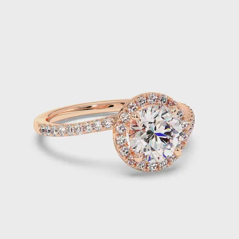 0.85-3.35 CT Round Cut Lab Grown Diamonds - Halo Ring