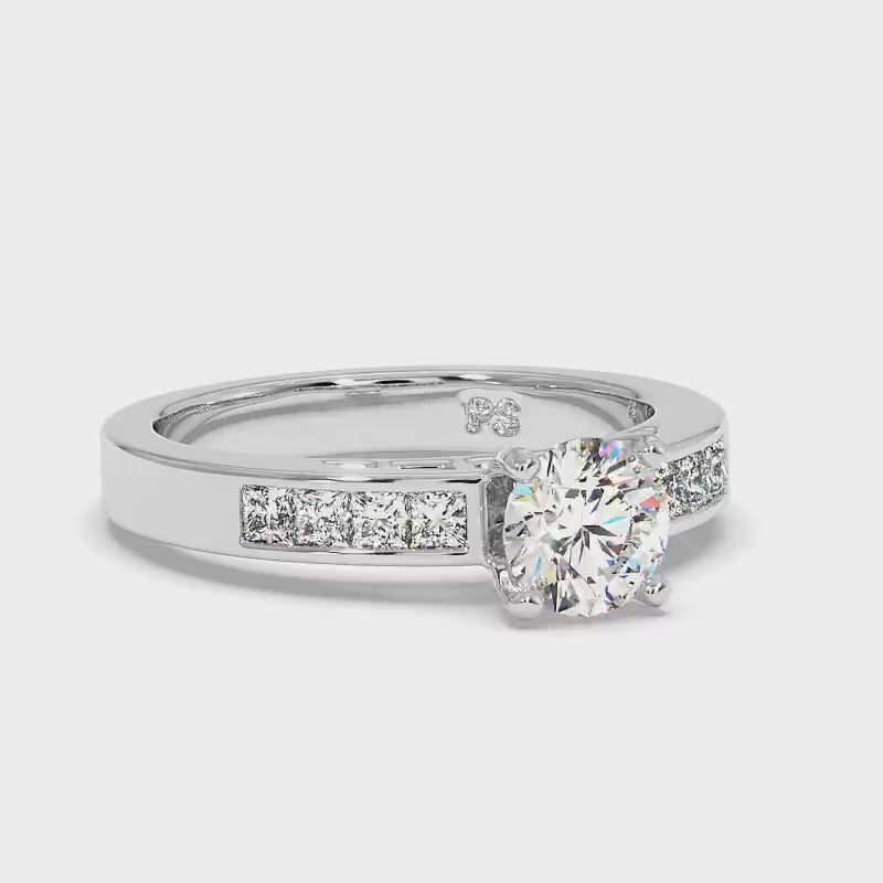 1.00-3.50 CT Princess & Round Cut Lab Grown Diamonds - Engagement Ring