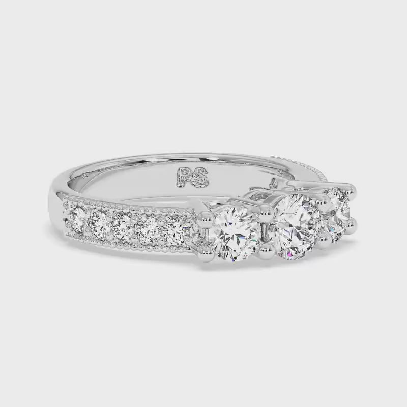1.30 CT Round Cut Diamonds - Three Stone Ring