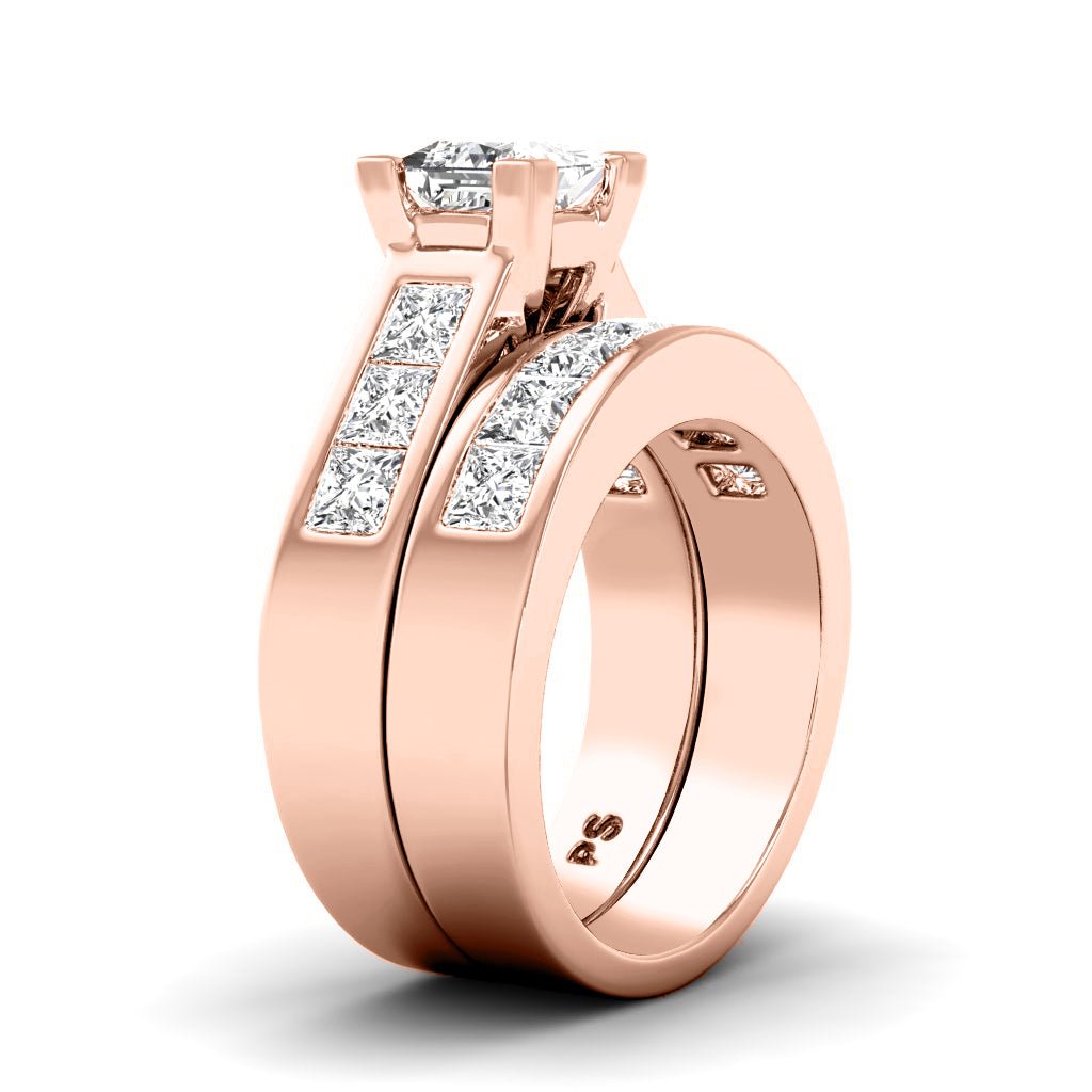 2.60 - 3.75 CT Princess Cut Natural Diamonds - Bridal Set - Primestyle.com