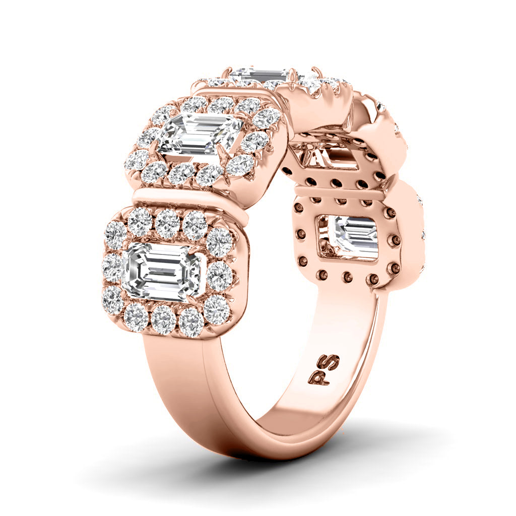 2.20 CT Round & Emerald Cut Lab Grown Diamonds - Wedding Band