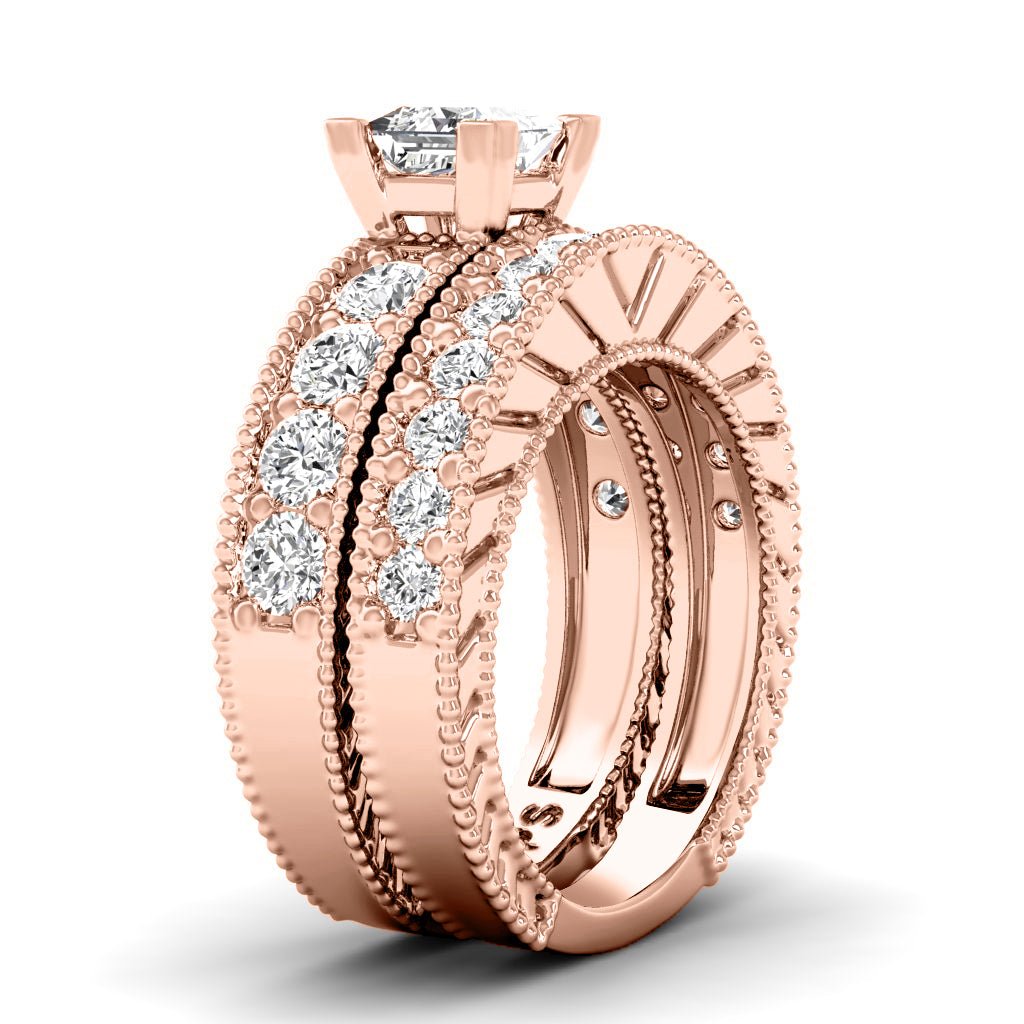 1.80 - 2.95 CT Princess & Round Cut Natural Diamonds - Bridal Set - Primestyle.com