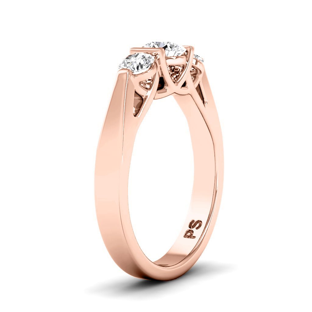 0.70 CT Round Cut Natural Diamonds - Three Stone Rings
