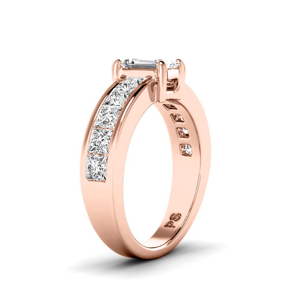 1.85 - 3.00 CT Emerald & Princess Cut Natural Diamonds - Engagement Ring - Primestyle.com