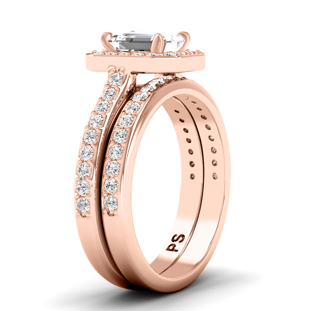 0.90-2.05 CT Round & Emerald Cut Diamonds - Bridal Set