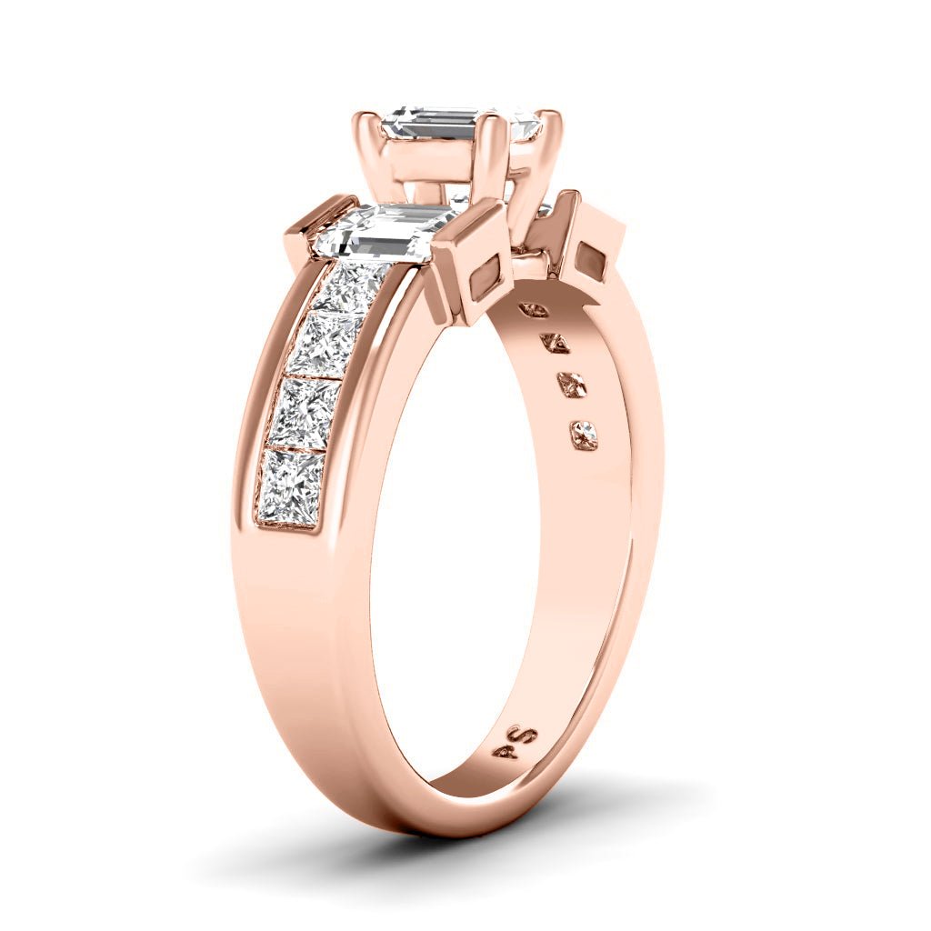 1.65 - 2.80 CT Emerald & Princess Cut Natural Diamonds - Engagement Ring - Primestyle.com