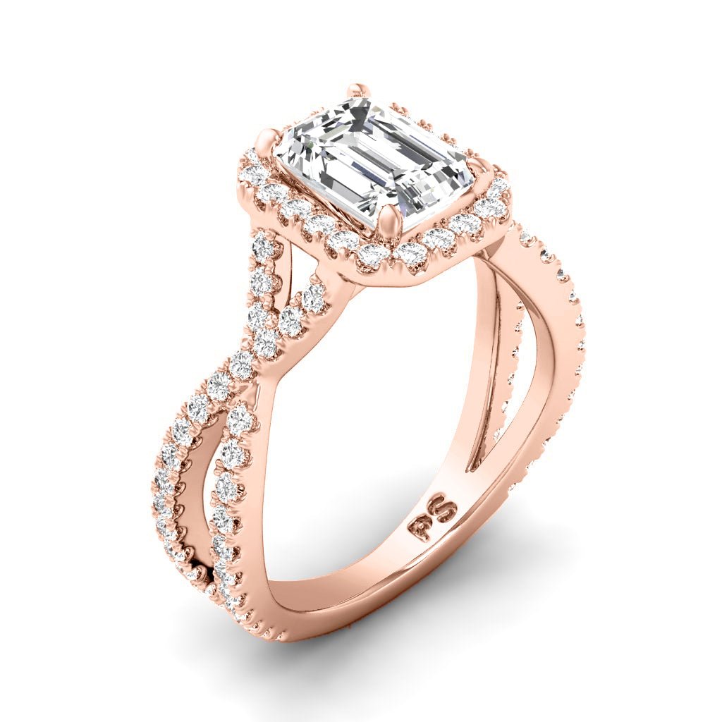 1.10 - 3.60 CT Round & Emerald Cut Lab Grown Diamonds - Halo Ring - Primestyle.com