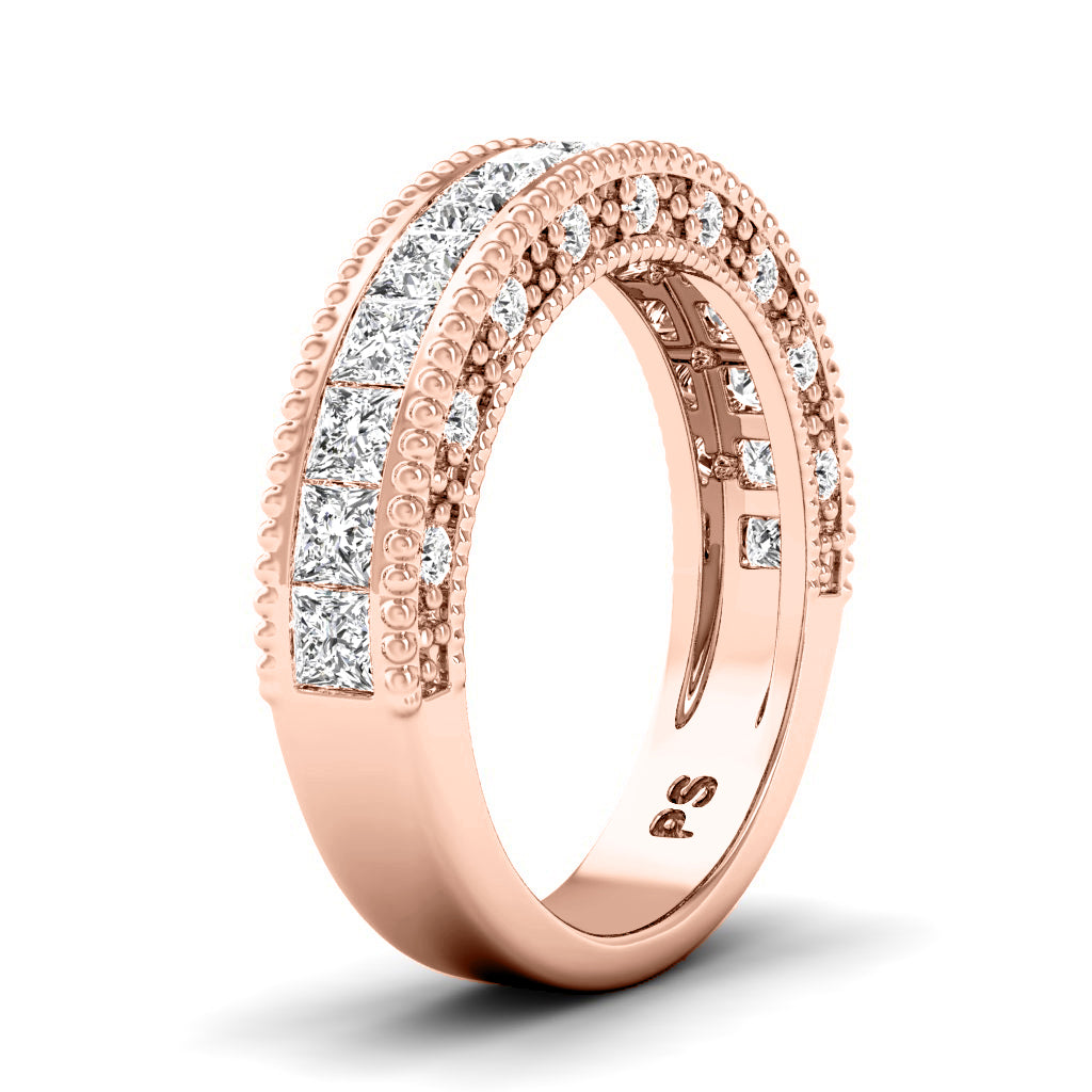 1.50 CT Princess & Round Cut Natural Diamonds - Wedding Band