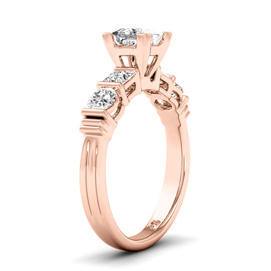 1.05-2.20 CT Princess & Round Cut Natural Diamonds - Engagement Ring