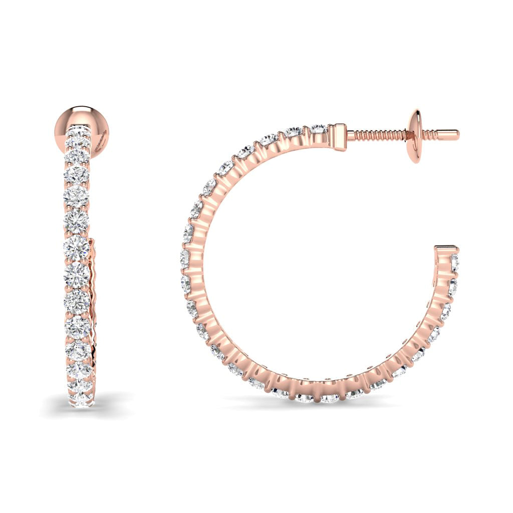 0.75-1.50 CT Round Cut Diamonds - Hoop Earrings