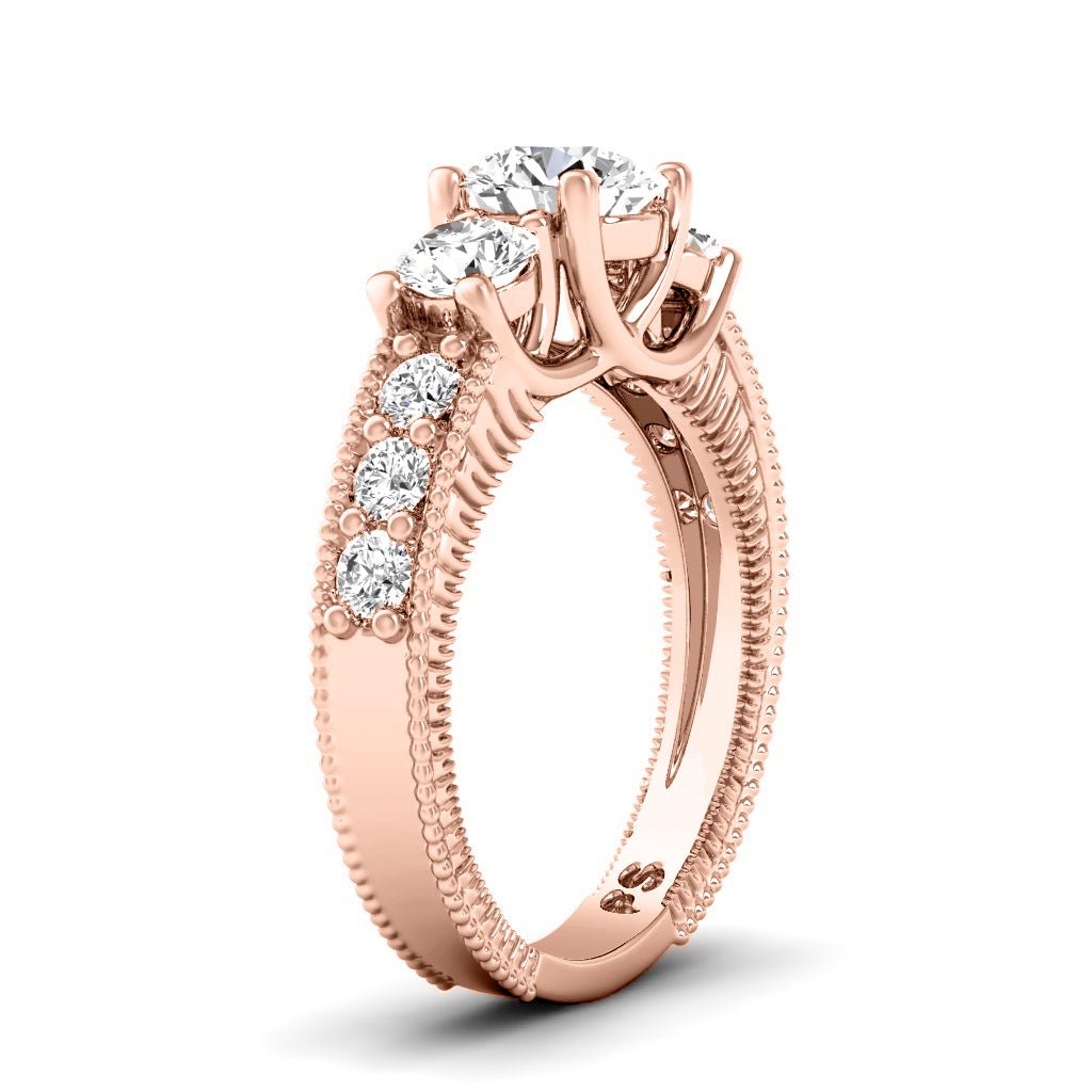 1.25 - 1.55 CT Round Cut Lab Grown Diamonds - Three Stone Ring - Primestyle.com