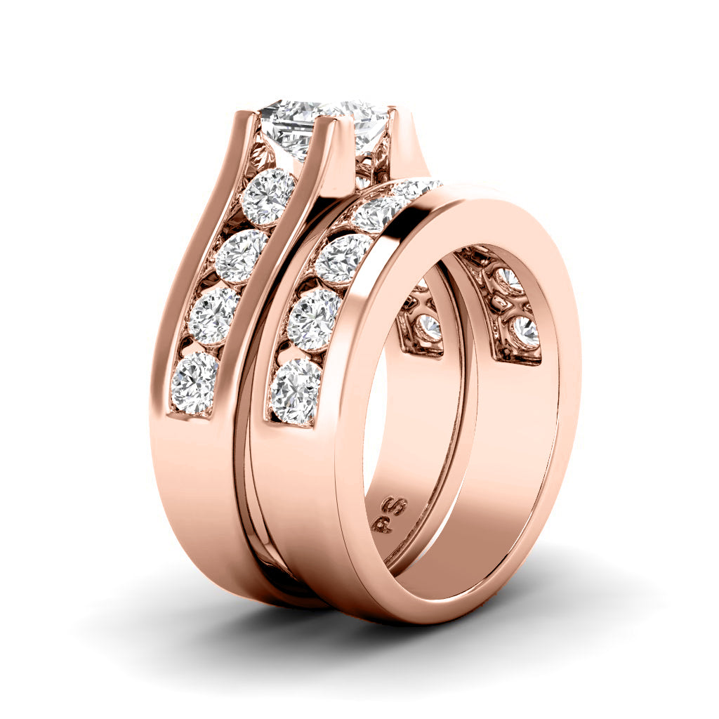 2.30-4.80 CT Round & Princess Cut Lab Grown Diamonds - Bridal Set
