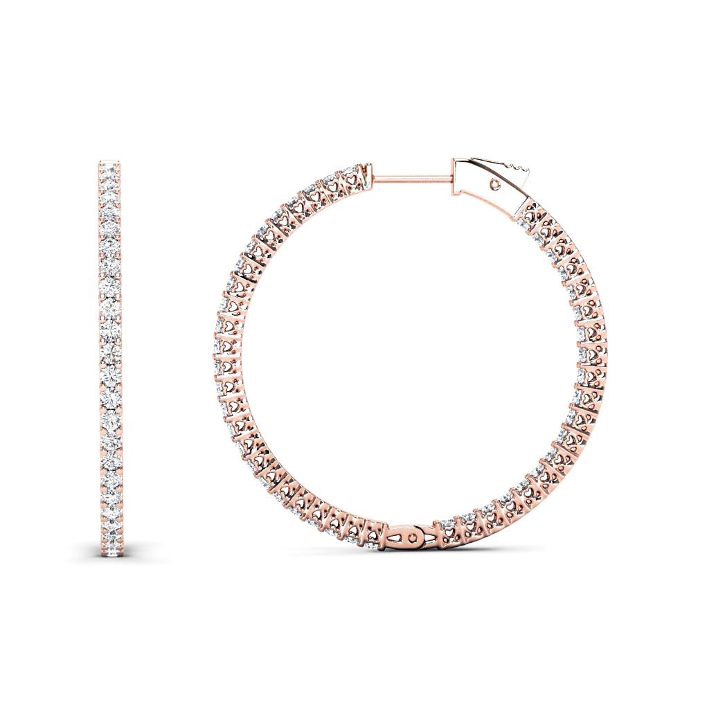 4.00-7.00 CT Round Cut Natural Diamonds - Hoop And Drop Earrings