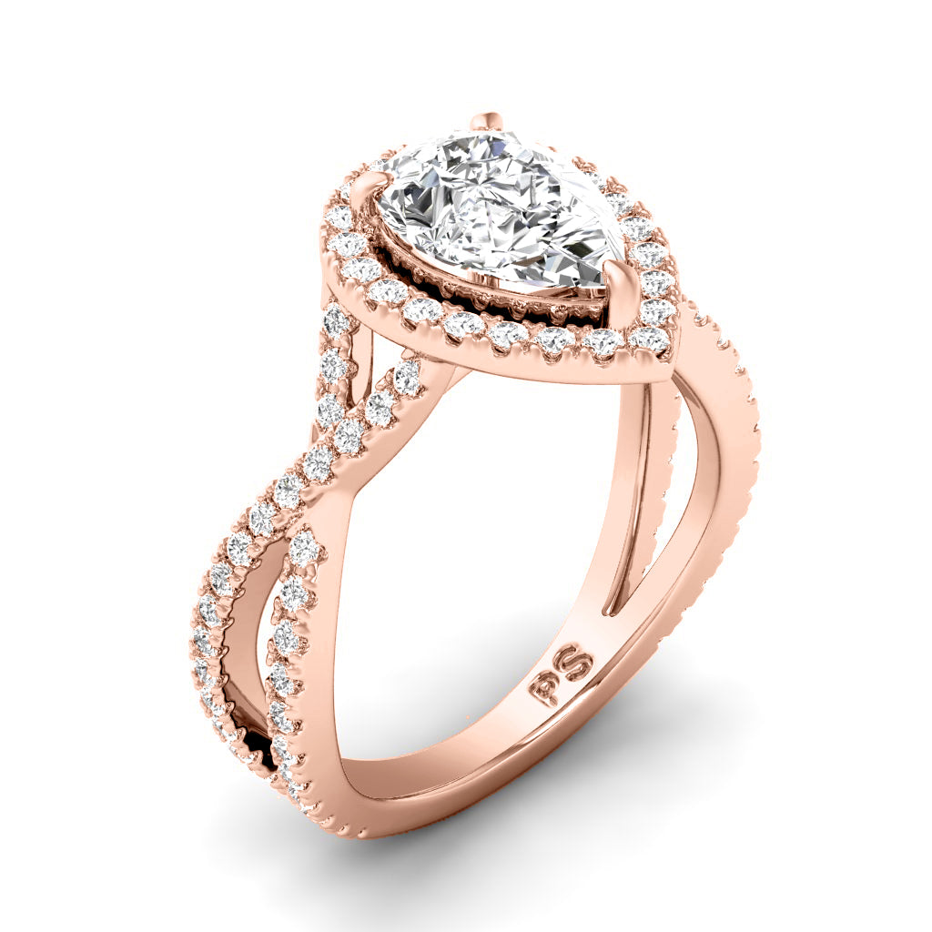 1.10-3.60 CT Round & Pear Cut Lab Grown Diamonds - Halo Ring