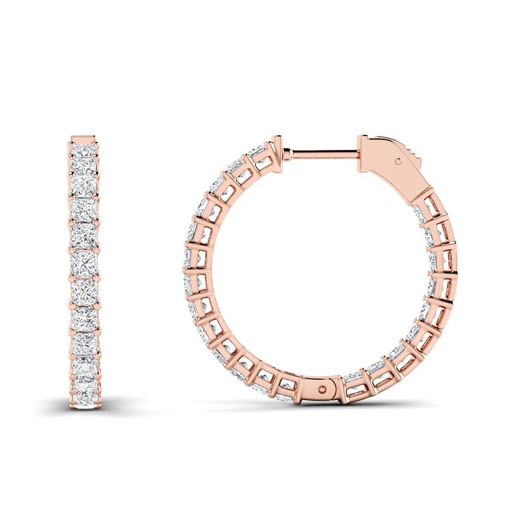 5.50 - 8.50 CT Princess Cut Diamonds - Hoop and Drop Earrings - Primestyle.com
