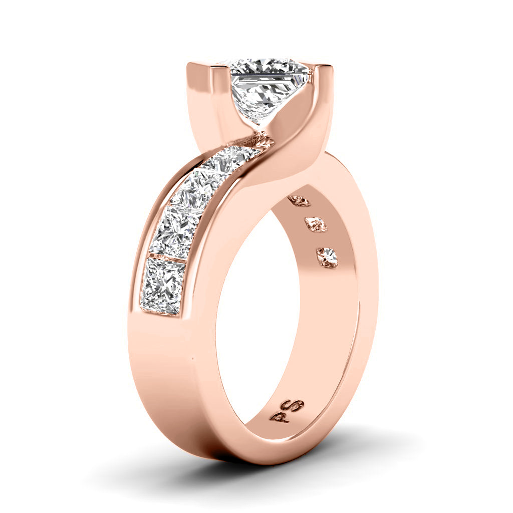 2.15-3.30 CT Princess Cut Natural Diamonds - Engagement Ring