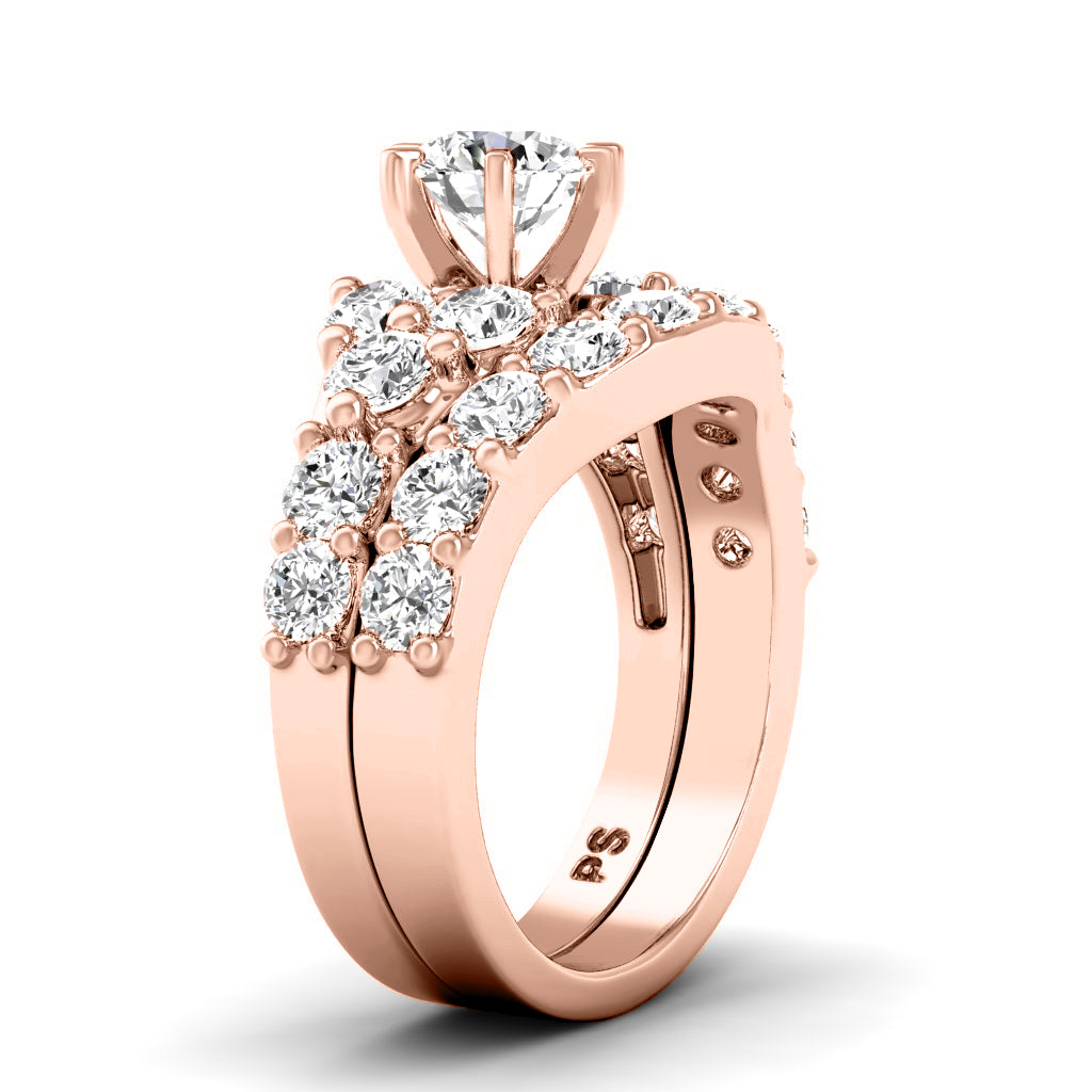 2.90-4.05 CT Round Cut Natural Diamonds - Bridal Set