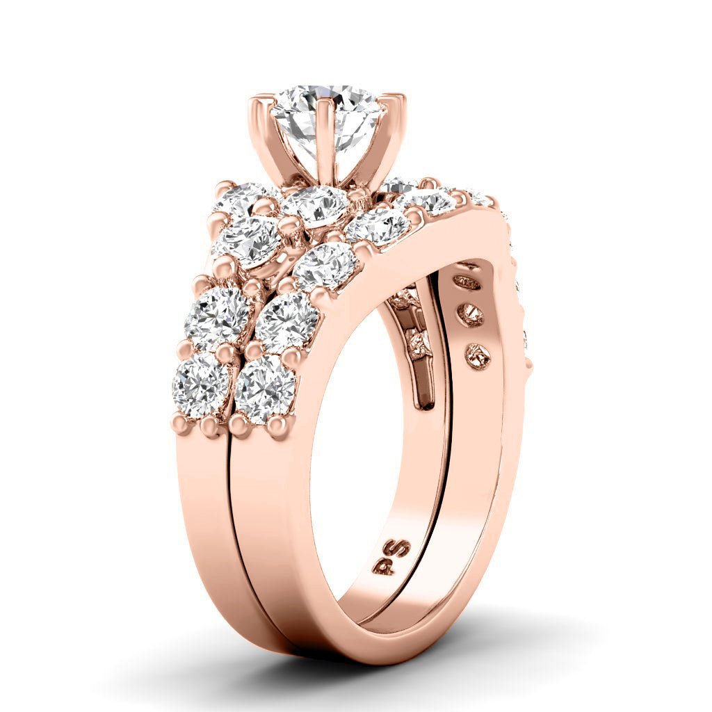 2.90 - 4.05 CT Round Cut Natural Diamonds - Bridal Set - Primestyle.com