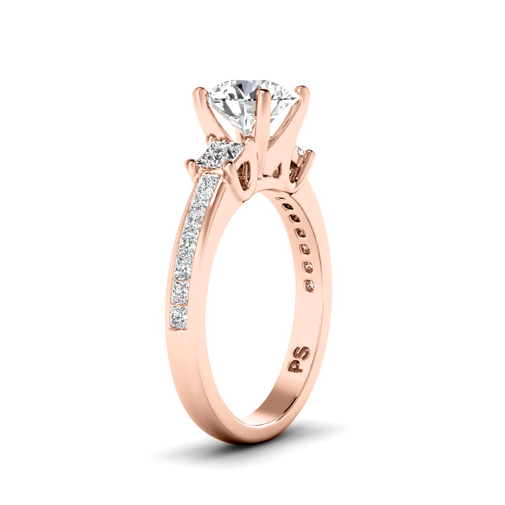 1.10-2.25 CT Princess & Round Cut Natural Diamonds - Engagement Ring