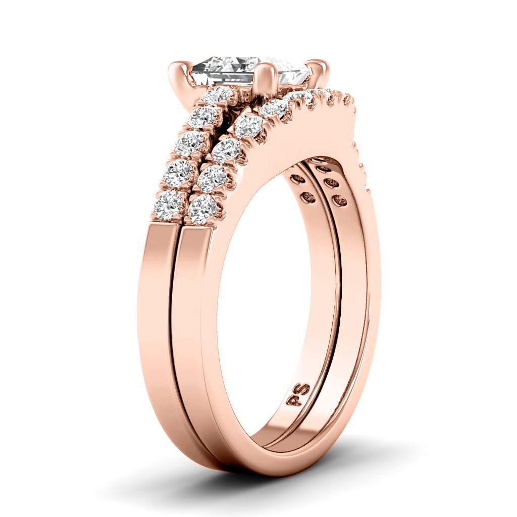 0.90-2.05 CT Princess & Round Cut Natural Diamonds - Bridal Set