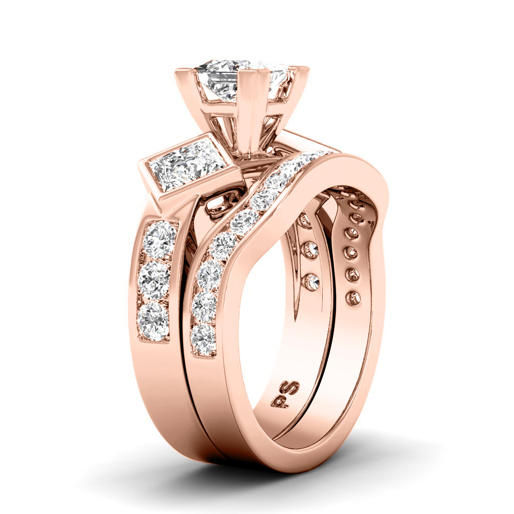 2.15-4.65 CT Round & Princess Cut Lab Grown Diamonds - Bridal Set