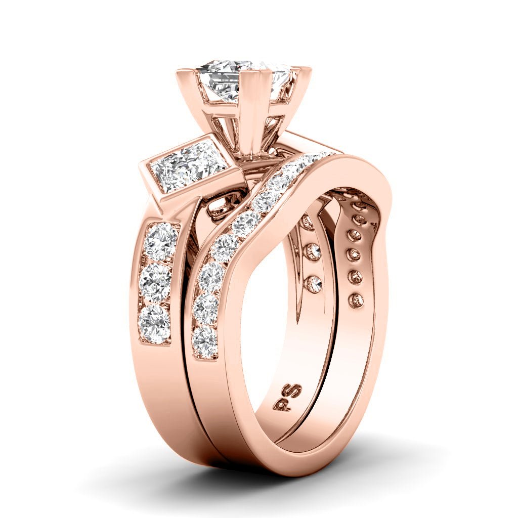 2.15 - 7.65 CT Princess & Round Cut Diamonds - Bridal Set - Primestyle.com